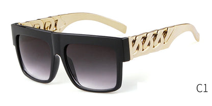 Oversized Chain Sunglasses – 2025 Flat Top Retro Luxury – Elegant Men's Accessory | Accessorio Uomo Elegante