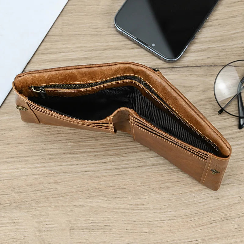 DRAVEN — Genuine Leather Short Wallet Men Soft Card Holder