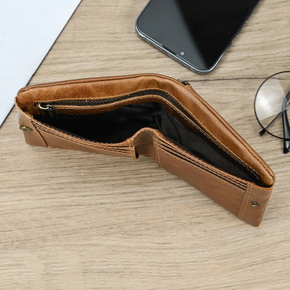 Genuine Leather Short Wallet Men Soft Card Holder