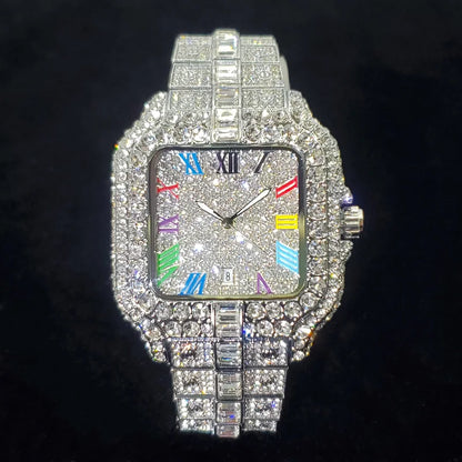 Vivid Square – 2025 Men’s Colorful Crystal Square Watch for Party Style – Elegant Men's Accessory | Accessorio Uomo Elegante
