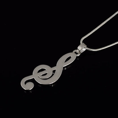 Treble Clef Music Note Necklace – Silver Pendant Chain for Men and Women