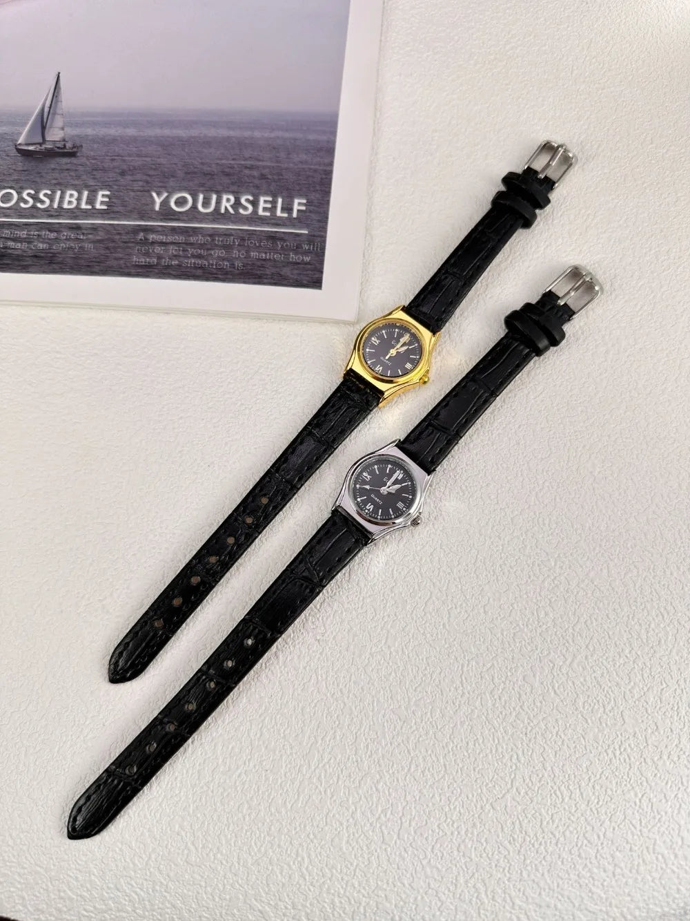 Grace in Motion – Women’s Leather Quartz Watch with Stainless Steel Details – Elegant Men's Accessory | Accessorio Uomo Elegante