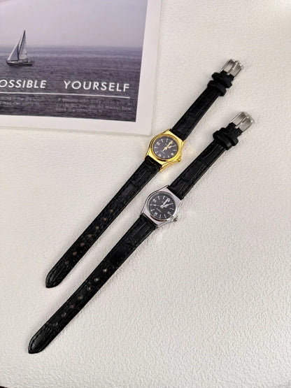 Grace in Motion – Women’s Leather Quartz Watch with Stainless Steel Details – Elegant Men's Accessory | Accessorio Uomo Elegante