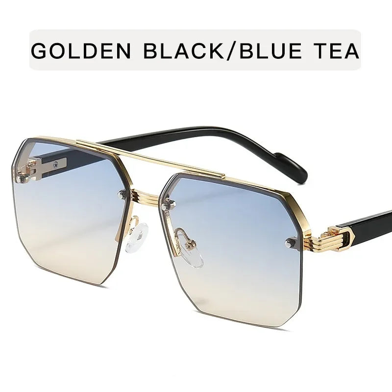 Metal Half-Frame Sunglasses – Retro Casual Design – Elegant Men's Accessory | Accessorio Uomo Elegante