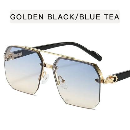 Metal Half-Frame Sunglasses – Retro Casual Design – Elegant Men's Accessory | Accessorio Uomo Elegante