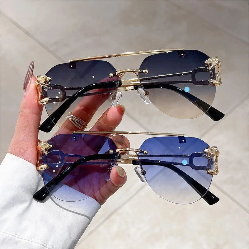DRAVEN — Luxury Rimless Sunglasses – Oversized Vintage Style