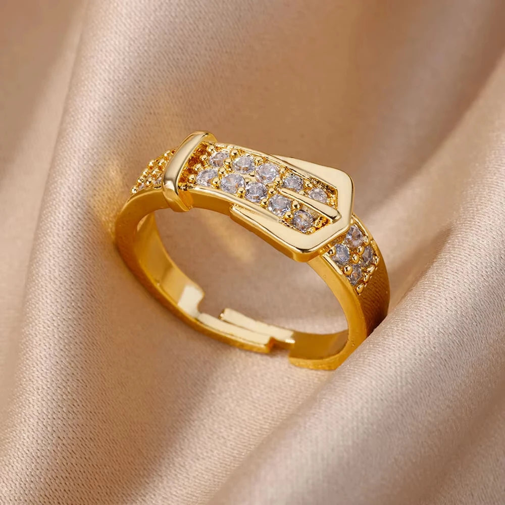 DRAVEN — Gold Geometric Zircon Crystal Ring