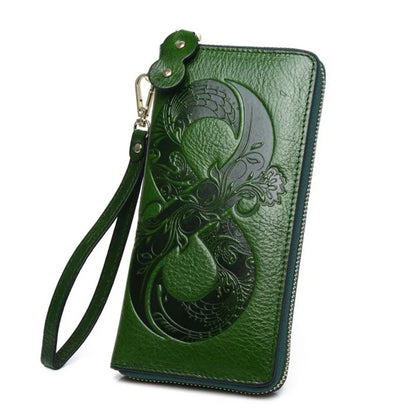 Vintage Genuine Cowhide Wallet Women 2025 Floral Design – Elegant Men's Accessory | Accessorio Uomo Elegante