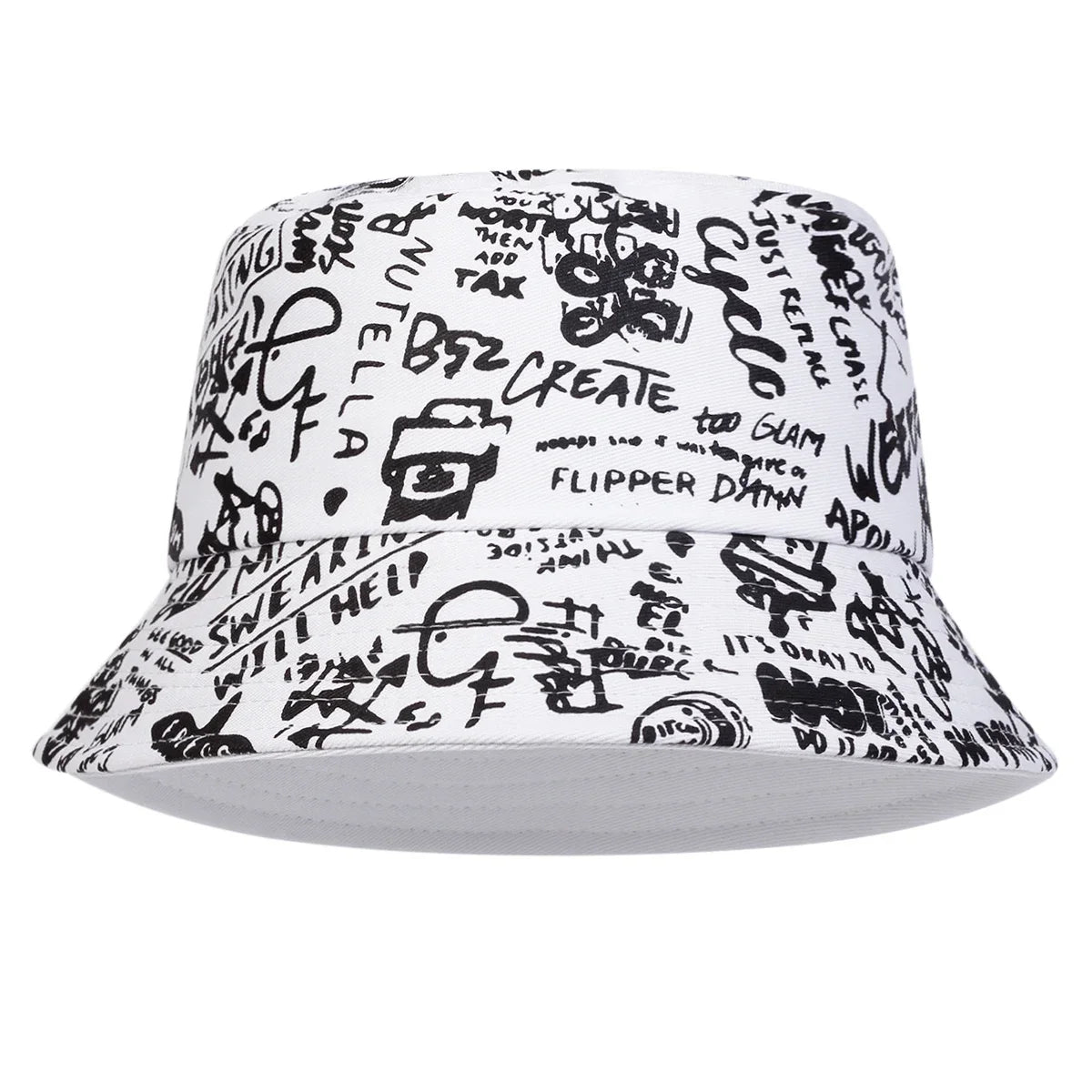 DRAVEN — 88 Graffiti Print Bucket Hat – Unisex Street Style