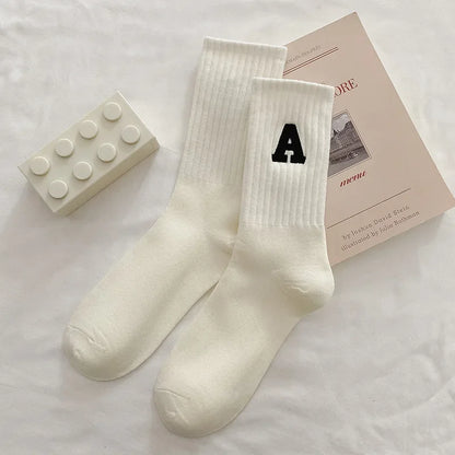 Women's Kawaii Letter A Socks – Warm Korean Style