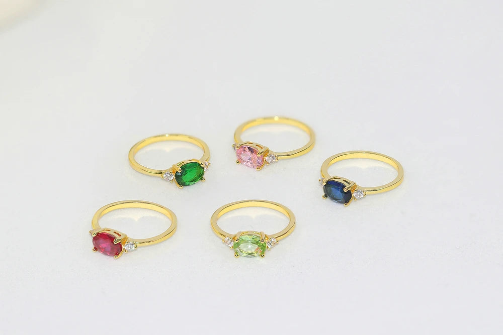 DRAVEN — Elegant Multicolor Oval Zircon Ring