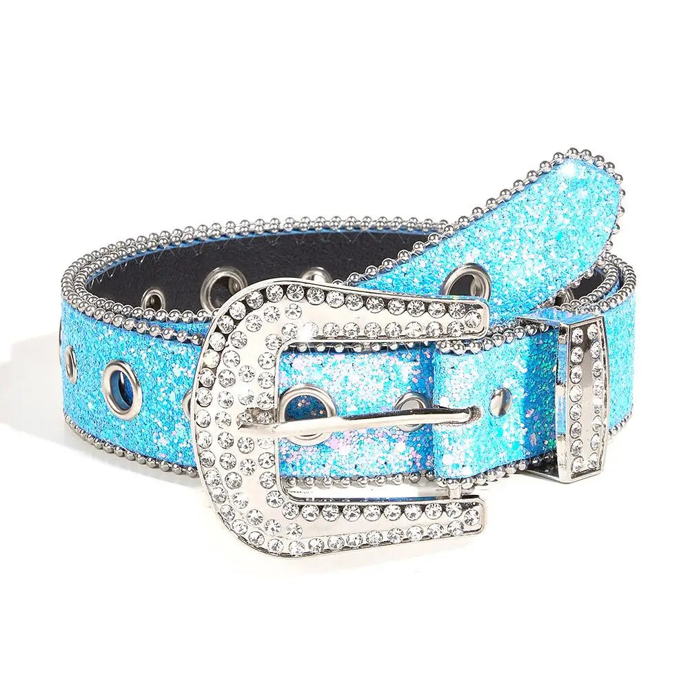 Skull Rhinestone PU Leather Belt Women Sparkling Design – Elegant Men's Accessory | Accessorio Uomo Elegante
