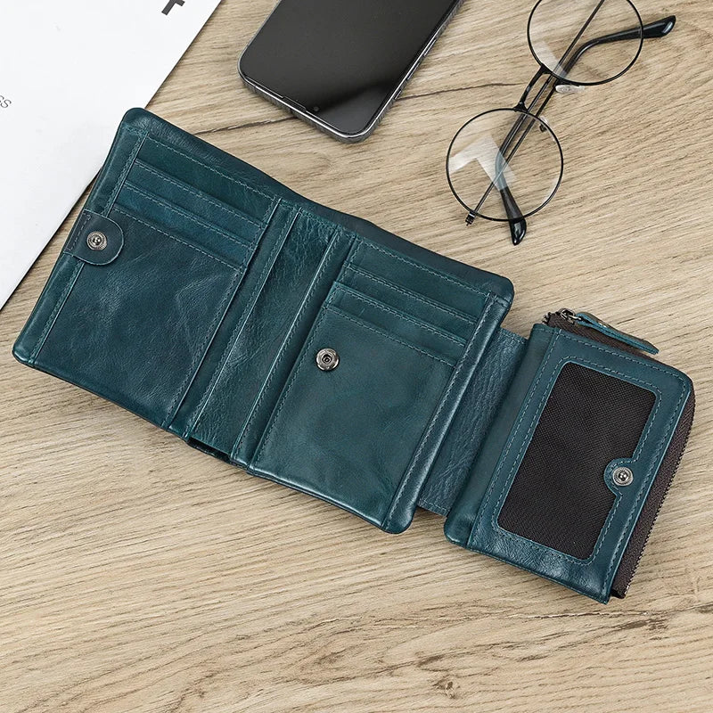 DRAVEN — Genuine Leather Short Wallet Men Soft Card Holder