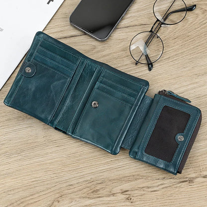 Genuine Leather Short Wallet Men Soft Card Holder