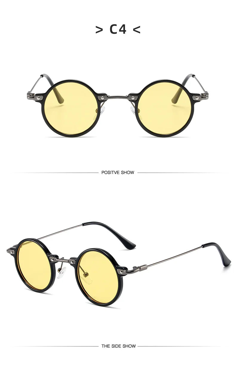 DRAVEN — Round Metal Sunglasses – Retro Steampunk Design