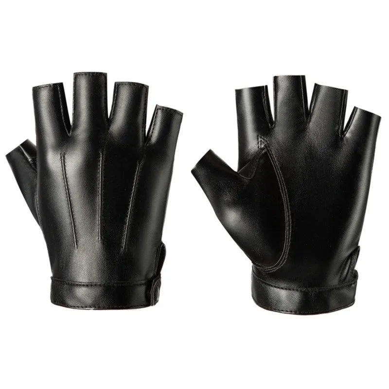 DRAVEN — PU Leather Fingerless Gloves – Unisex Tactical Street Style