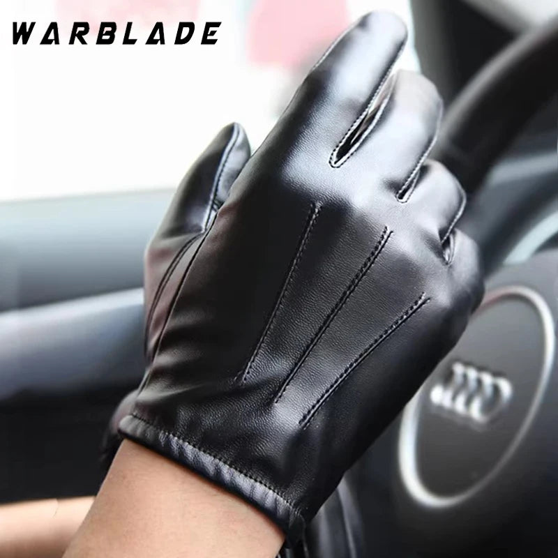 DRAVEN — Luxury PU Leather Gloves – Unisex Cashmere Winter Style