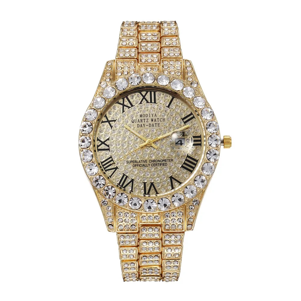 DRAVEN — Golden Vibe – Men’s Gold Crystal Watch in Polished Luxury Finish