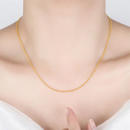 18K Gold Beaded Necklace – Elegant Light Chain Jewelry for Women