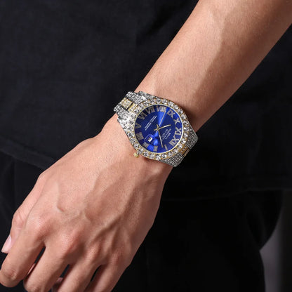 Diamond Pulse – Unisex Crystal Luxury Watch with Full Rhinestone Detailing – Elegant Men's Accessory | Accessorio Uomo Elegante
