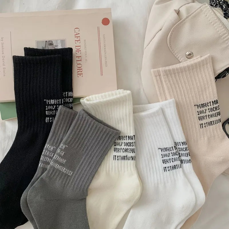 DRAVEN — Letter Cotton Socks – Trendy Unisex Sport Style