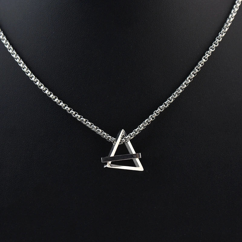 DRAVEN — Geometric Triangle Couple Necklace – Stainless Steel Jewelry for Men and Women