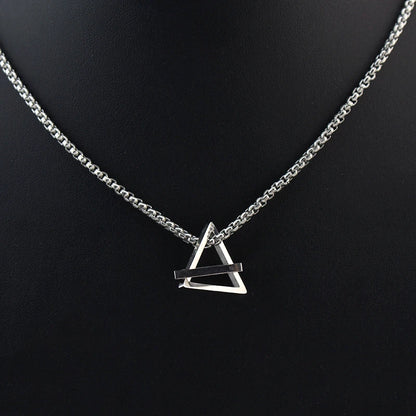 Geometric Triangle Couple Necklace – Stainless Steel Jewelry for Men and Women