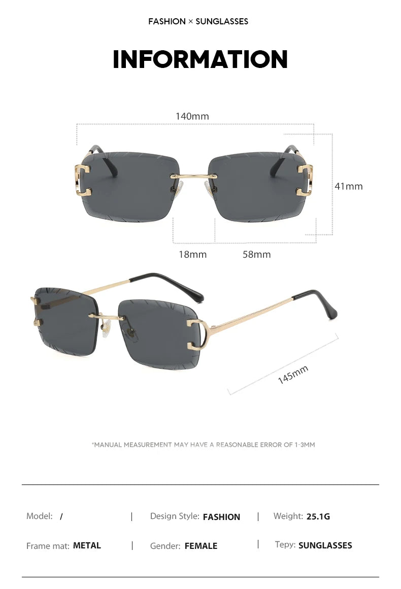 DRAVEN — Square Rimless Sunglasses – High-Grade Metal Design