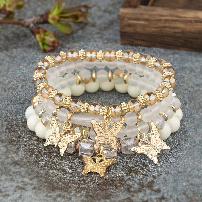 DRAVEN — 4-Piece Butterfly Beaded Bracelet Set