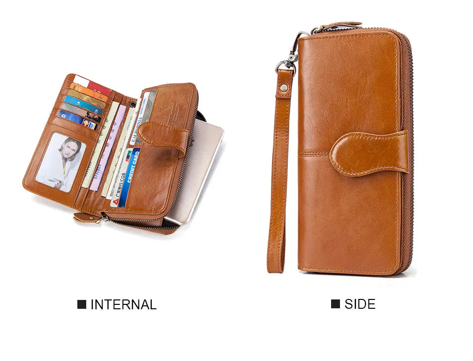Luxury Cowhide Leather Wallet Women Long Multifunction Design – Elegant Men's Accessory | Accessorio Uomo Elegante