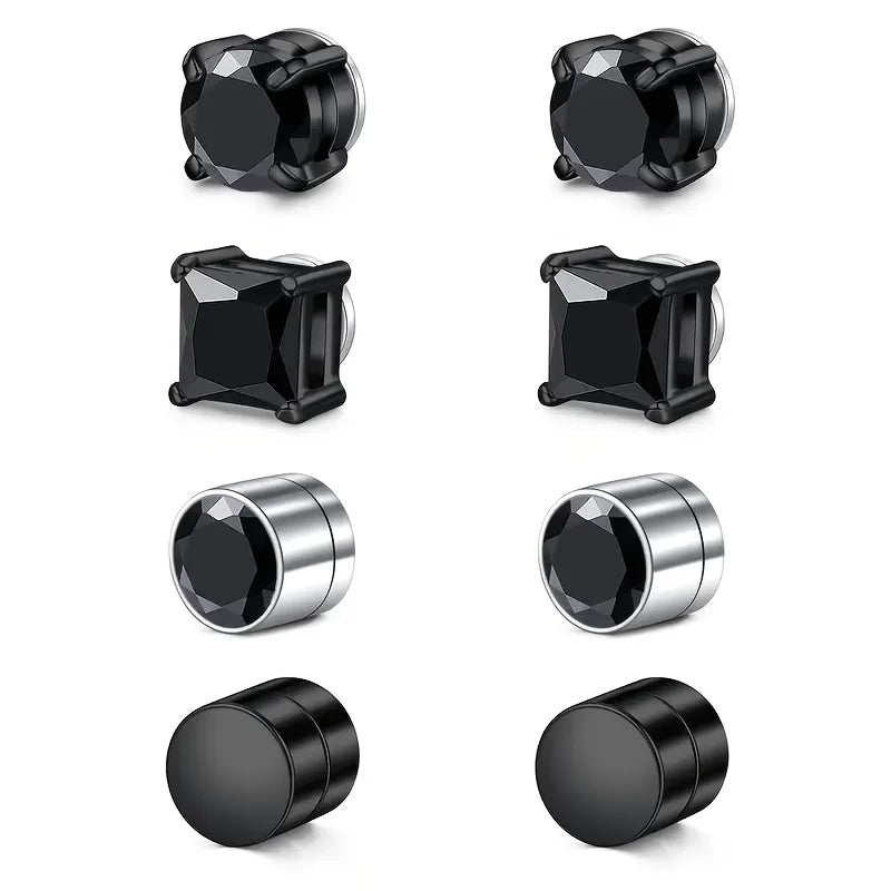 Stainless Steel Clip-On Magnetic Earrings – Elegant Men's Accessory | Accessorio Uomo Elegante