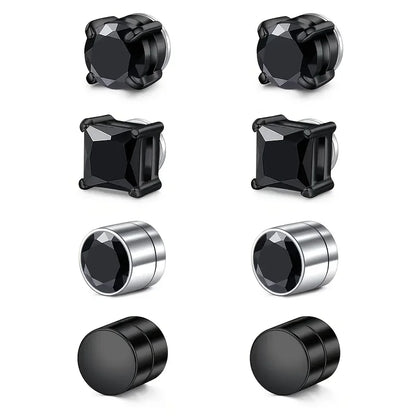 Stainless Steel Clip-On Magnetic Earrings – Elegant Men's Accessory | Accessorio Uomo Elegante