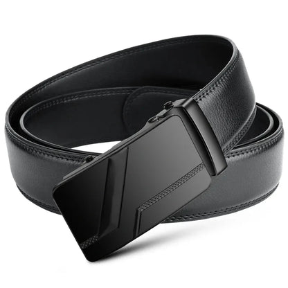 Luxury Automatic Buckle Belt Men Black Leather Design – Elegant Men's Accessory | Accessorio Uomo Elegante