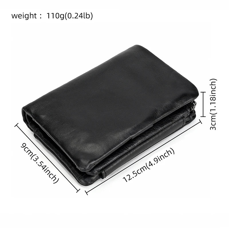 DRAVEN — Genuine Leather Short Wallet Men Soft Card Holder