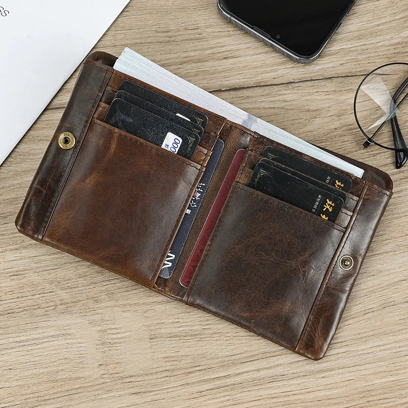 DRAVEN — Genuine Leather Short Wallet Men Soft Card Holder