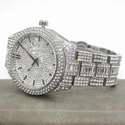 Crystal Frame – Men’s Rectangle Steel Luxury Watch with Calendar – Elegant Men's Accessory | Accessorio Uomo Elegante