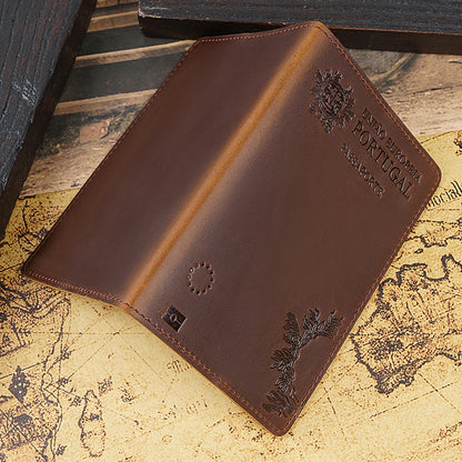 Genuine Leather Portugal Passport Holder Travel Wallet – Elegant Men's Accessory | Accessorio Uomo Elegante