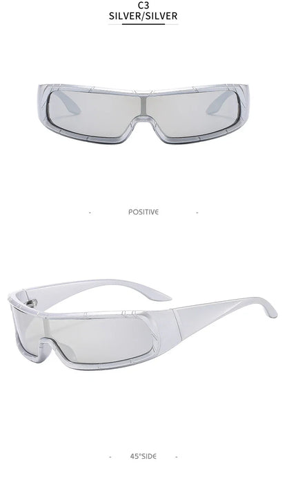 Monoblock Wrap Sunglasses – Futuristic Punk Style – Elegant Men's Accessory | Accessorio Uomo Elegante