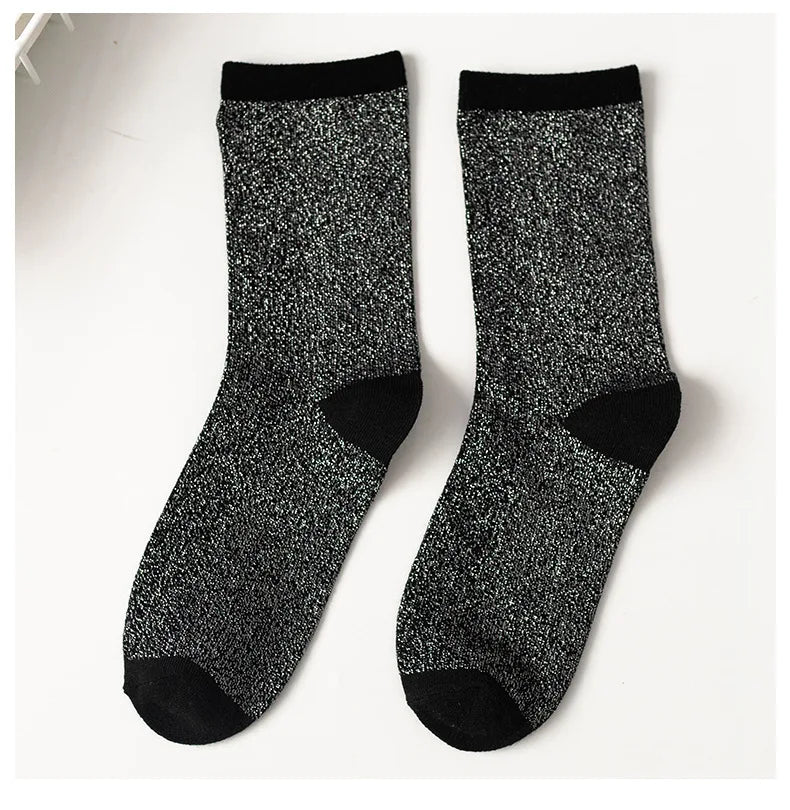 DRAVEN — Gold & Silver Glitter Socks – Women’s Korean Fashion Style