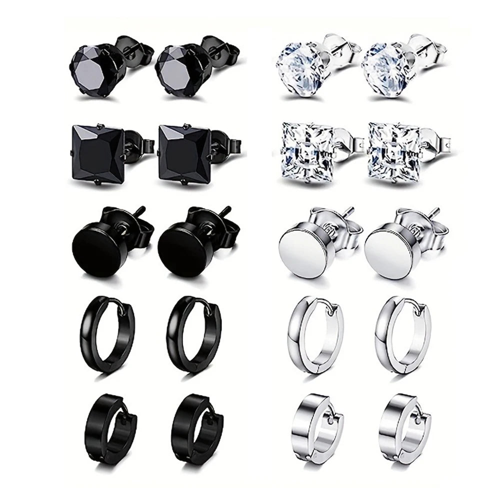 DRAVEN — Black Stainless Steel Earring Set