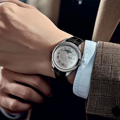 Men’s Luxury Quartz Watch – Elegant Leather & Waterproof Design – Elegant Men's Accessory | Accessorio Uomo Elegante