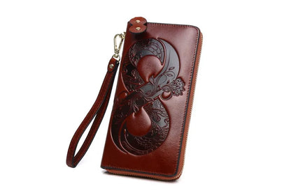Vintage Genuine Cowhide Wallet Women 2025 Floral Design – Elegant Men's Accessory | Accessorio Uomo Elegante