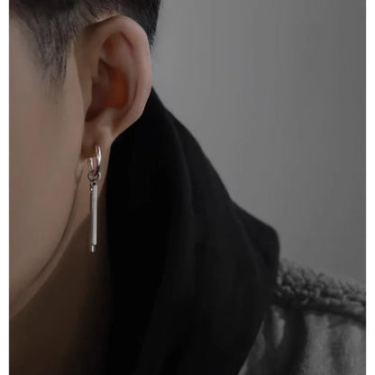 Minimalist Silver Double Stick Earrings – Elegant Men's Accessory | Accessorio Uomo Elegante