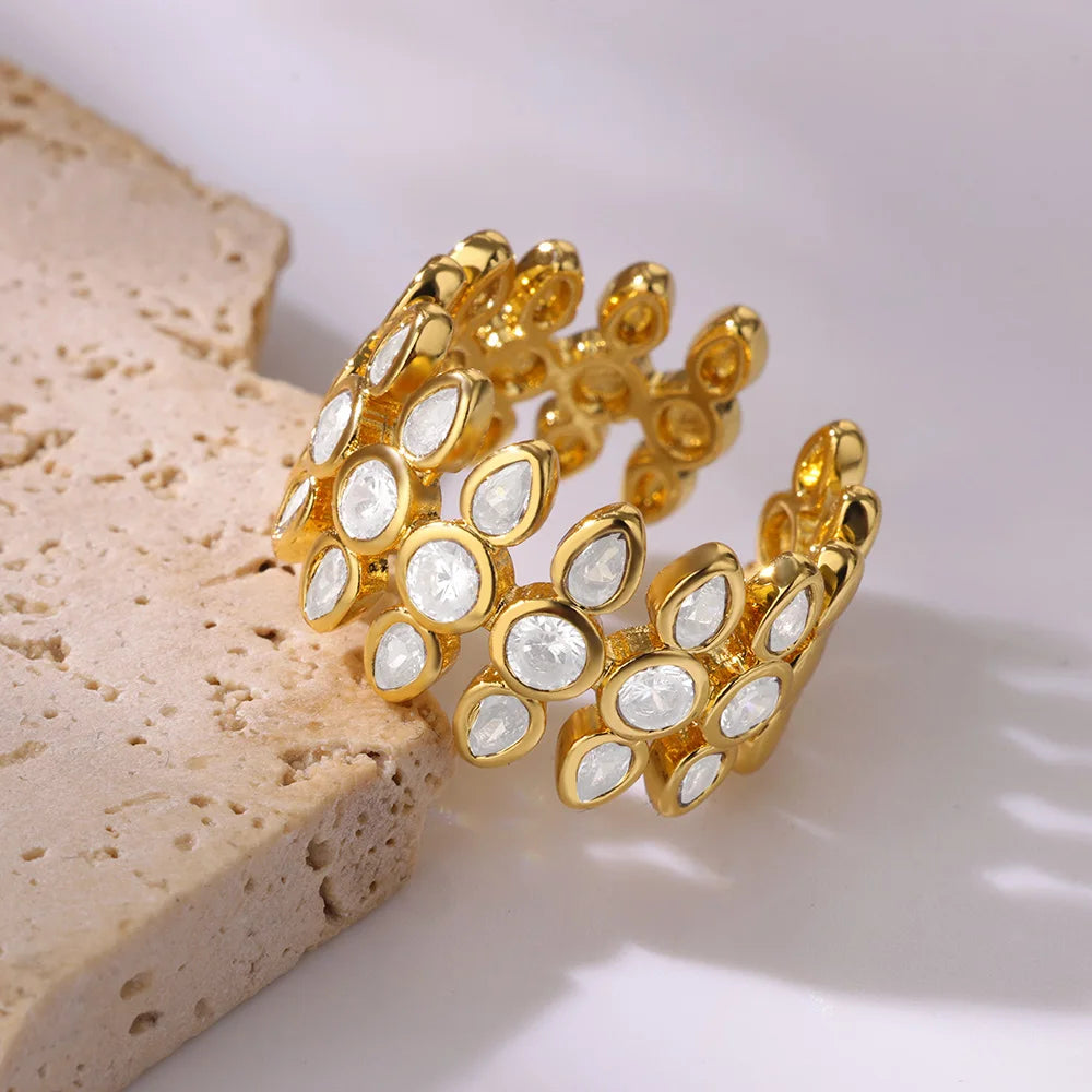 DRAVEN — Gold Geometric Zircon Crystal Ring