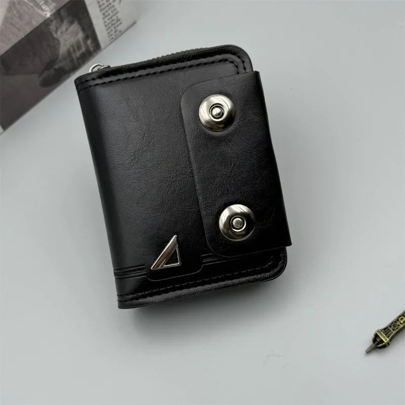 DRAVEN — Retro Leather Wallet Men Short Zipper Multi Slot Design