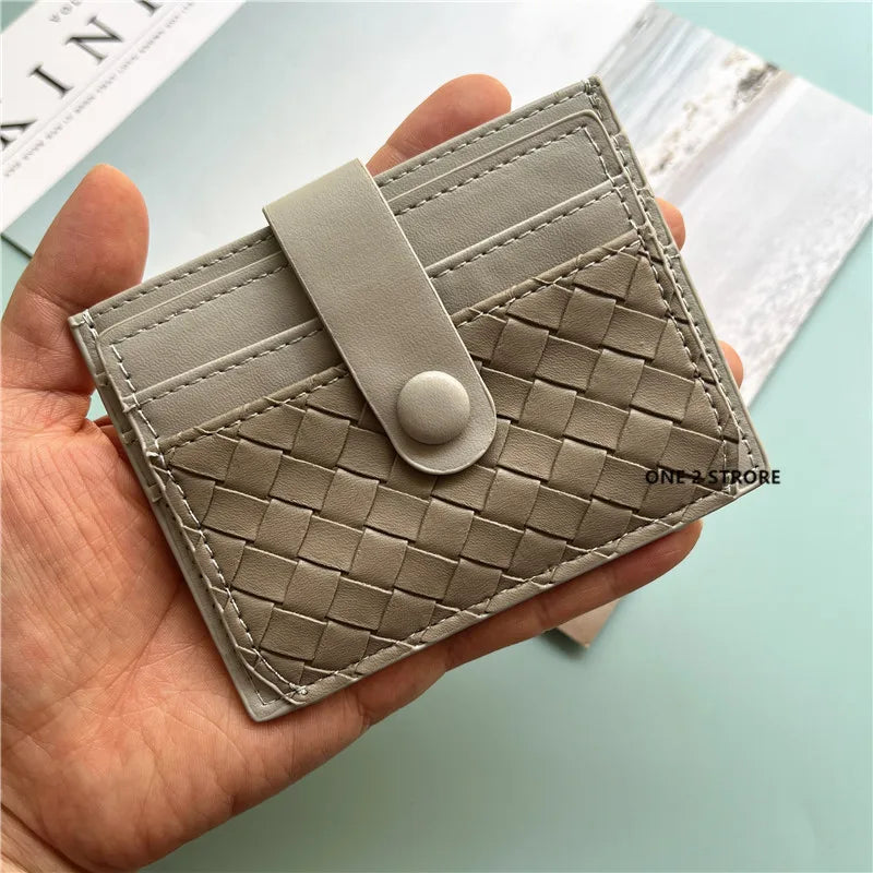 PU Leather Business Card Holder Braided Large Capacity – Elegant Men's Accessory | Accessorio Uomo Elegante