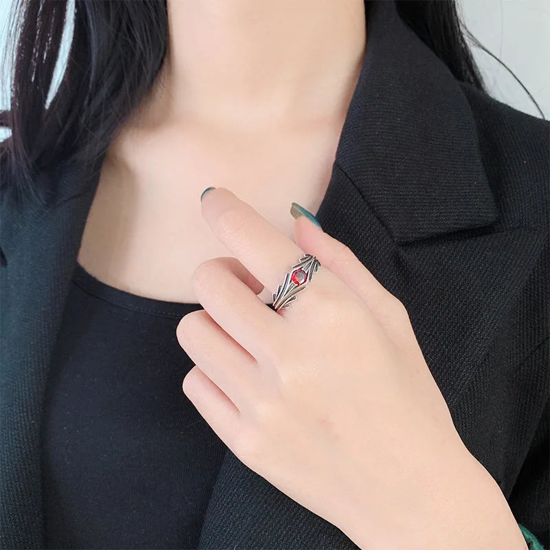DRAVEN — Luxury Red Zircon Silver Ring