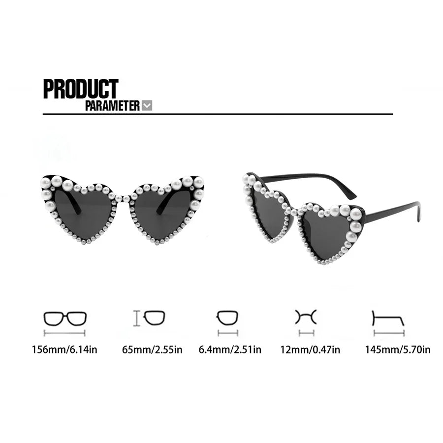 DRAVEN — Pearl Heart Sunglasses – Big Frame Wedding Party Luxury Shades
