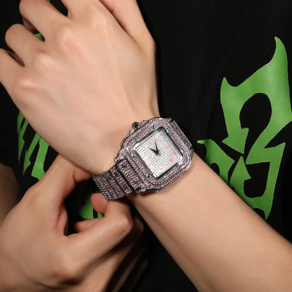 Royal Frost – Men’s Blue Crystal Square Watch – Elegant Men's Accessory | Accessorio Uomo Elegante