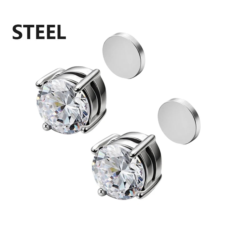 DRAVEN — Punk Round Zircon Magnetic Earring Set